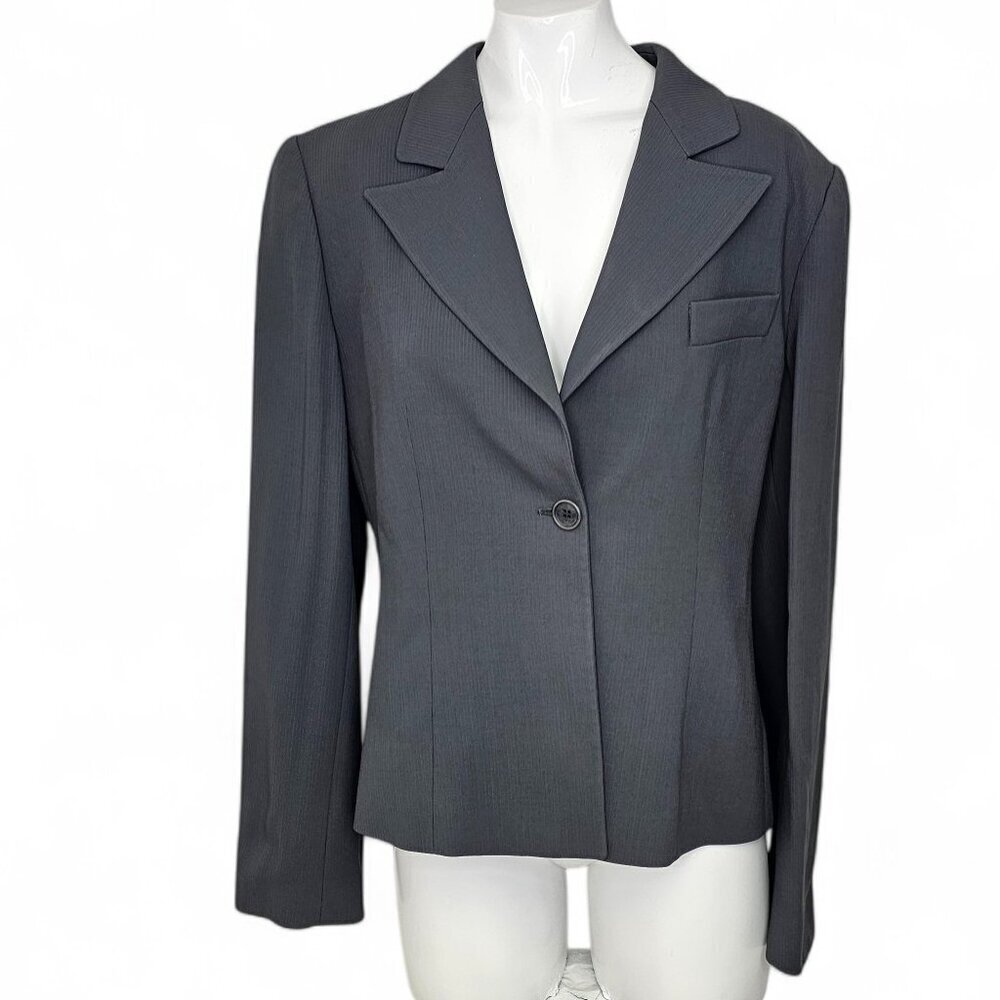 Emporio Armani Womens Single Button Wool Blend Blazer Jacket, Grey, 44 / US 8